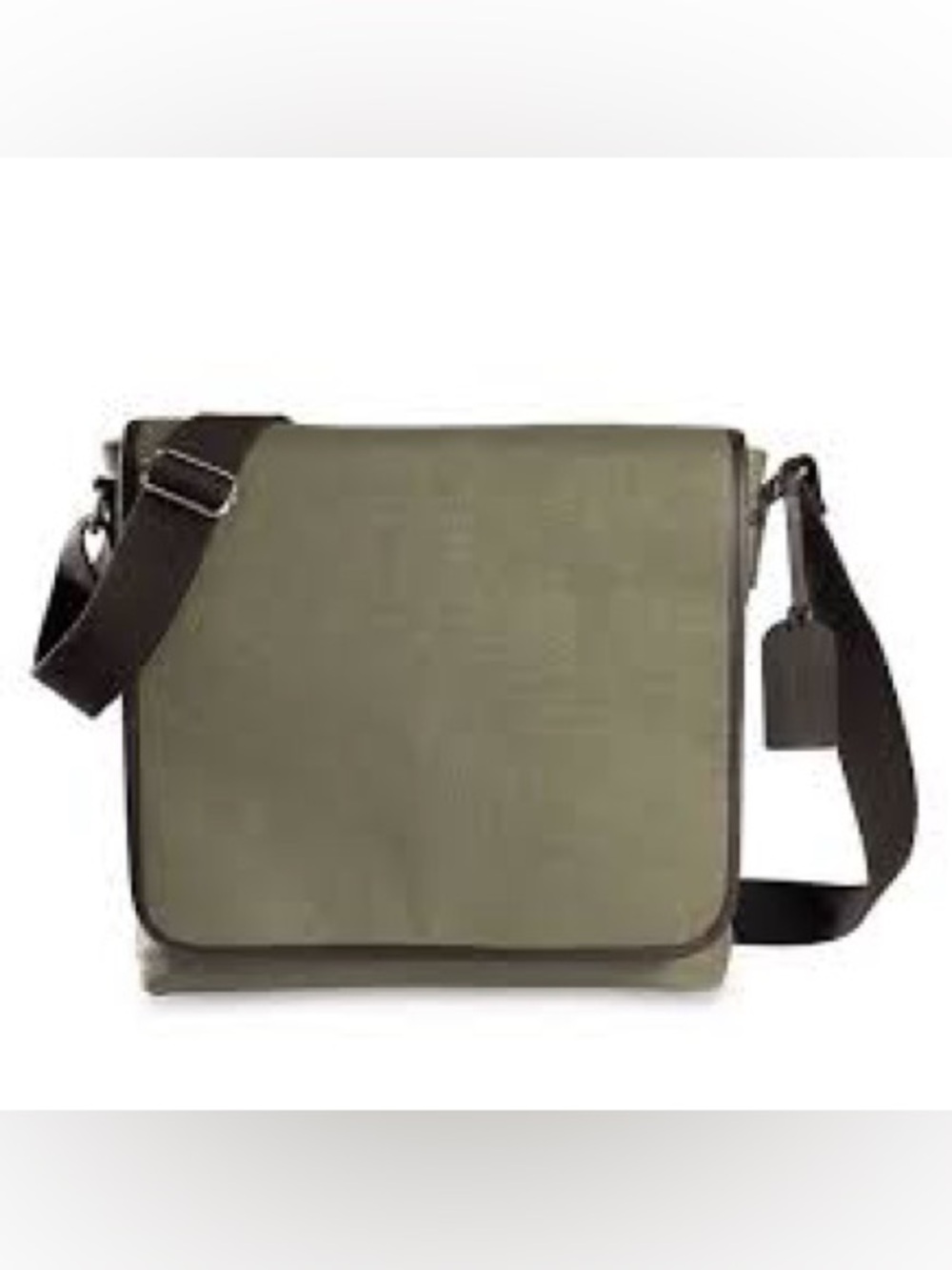 Like New Levenger Metro Messenger Bag Olive Green Canvas with Black Accents